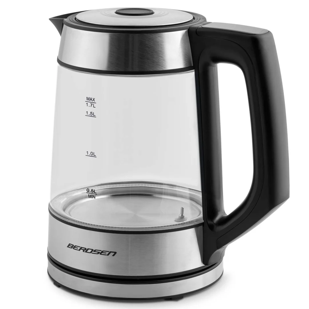 Stakleno kuhalo za vodu Berdsen BD-704, 1,7 l, crno-srebrno_4