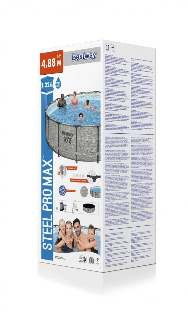 Steel Pro MAX bazen s okvirom 488x122, imitacija kamena, 16 stopa, BESTWAY 5 u 1 + pribor_8