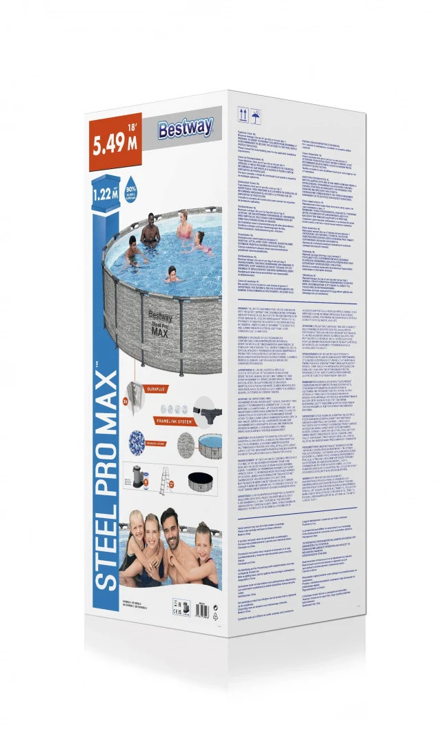 Steel Pro MAX bazen s okvirom 549x122, imitacija kamena, 18 stopa, BESTWAY 5 u 1 + pribor_9