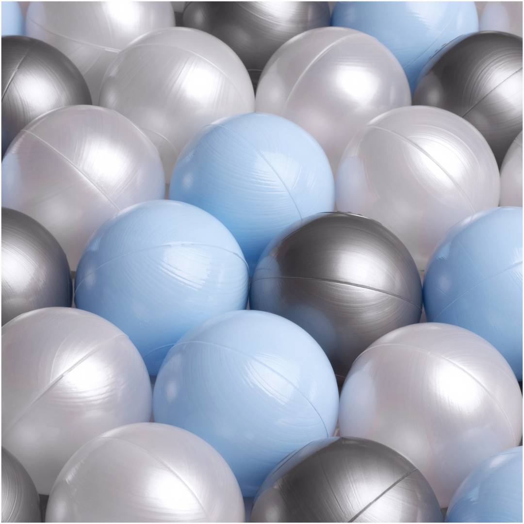 Suhe kuglice za bazen, 6 cm, set od 200: biserne, srebrne, biserno svijetloplave_1