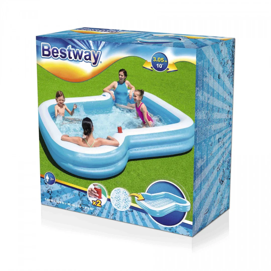 Sunsational Napuhani bazen za obitelj 305x274x46cm BESTWAY + 2 mjesta za piće_8