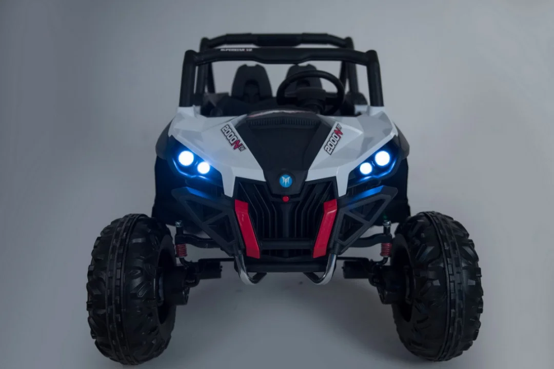 SuperStar kolica za djecu bijela + 4x4 pogon + daljinski upravljač + nosač za prtljagu + MP3 LED +_18