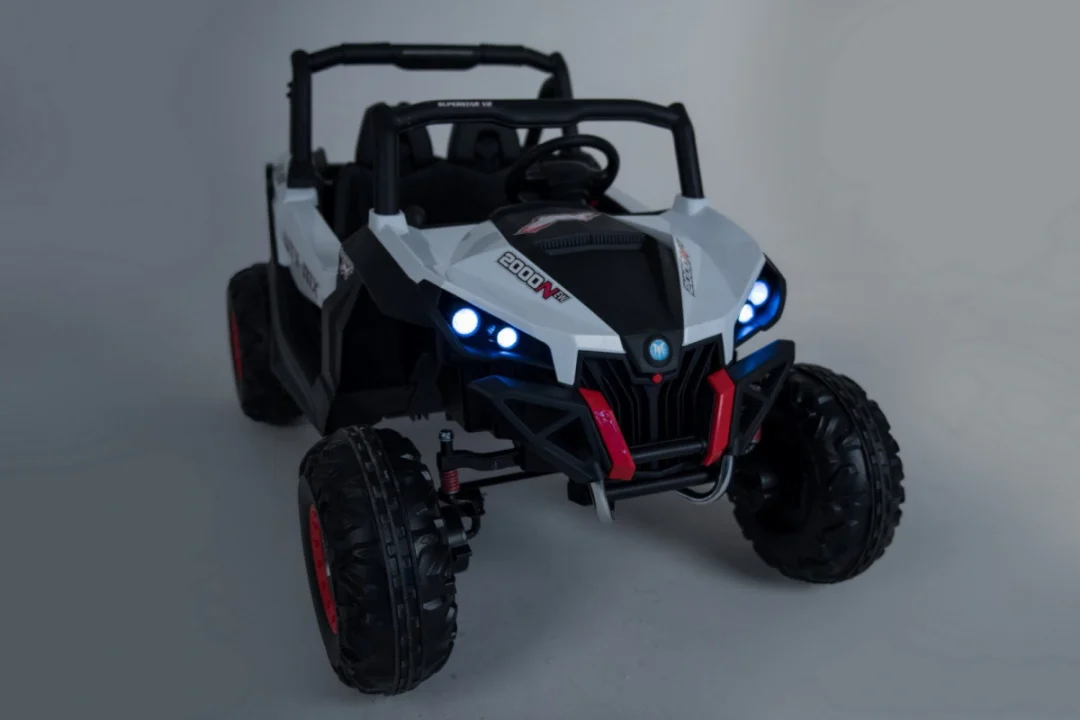 SuperStar kolica za djecu bijela + 4x4 pogon + daljinski upravljač + nosač za prtljagu + MP3 LED +_20