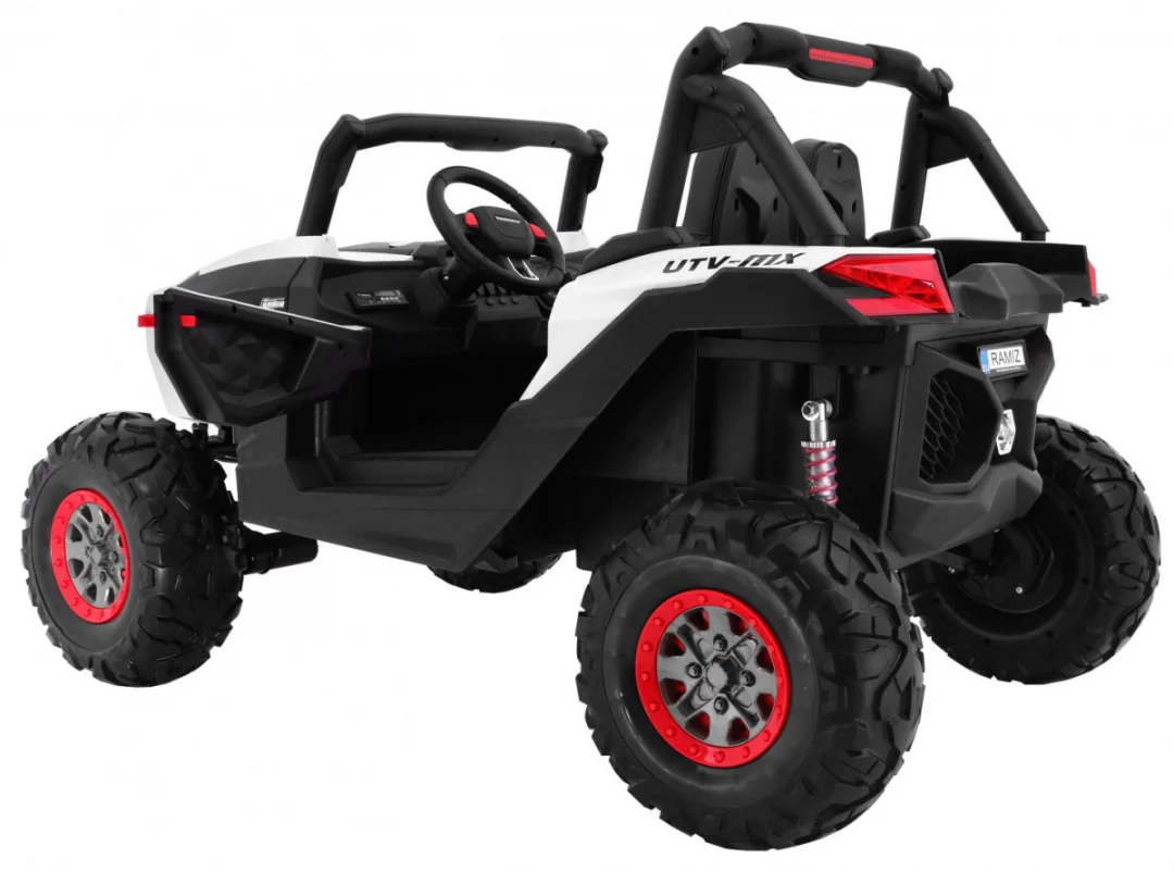 SuperStar kolica za djecu bijela + 4x4 pogon + daljinski upravljač + nosač za prtljagu + MP3 LED +_3