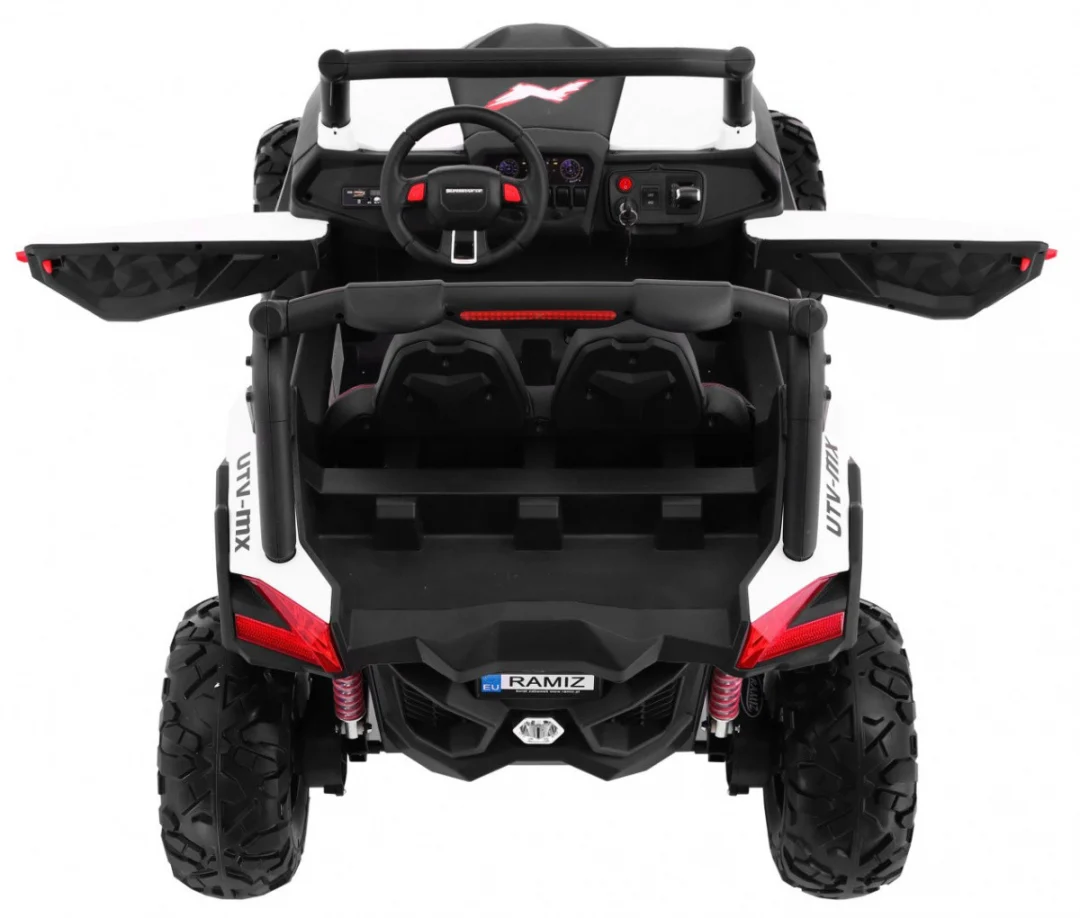 SuperStar kolica za djecu bijela + 4x4 pogon + daljinski upravljač + nosač za prtljagu + MP3 LED +_5