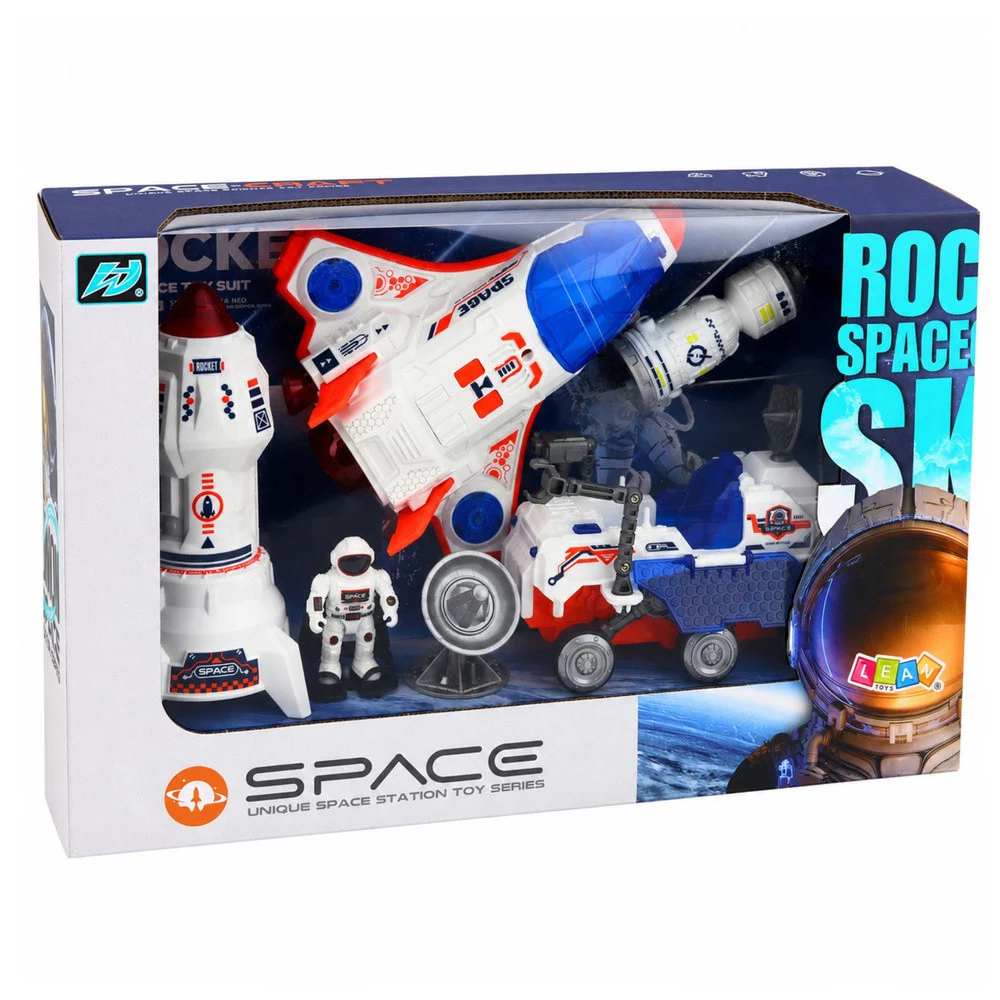 Svemirski set s raketom, šatlom, satelitom i astronautom_7