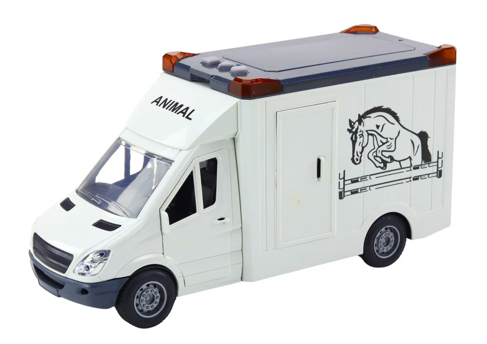 Svjetlo i zvuk otvaranja vrata automobila za prijevoz konja, bijela boja_2