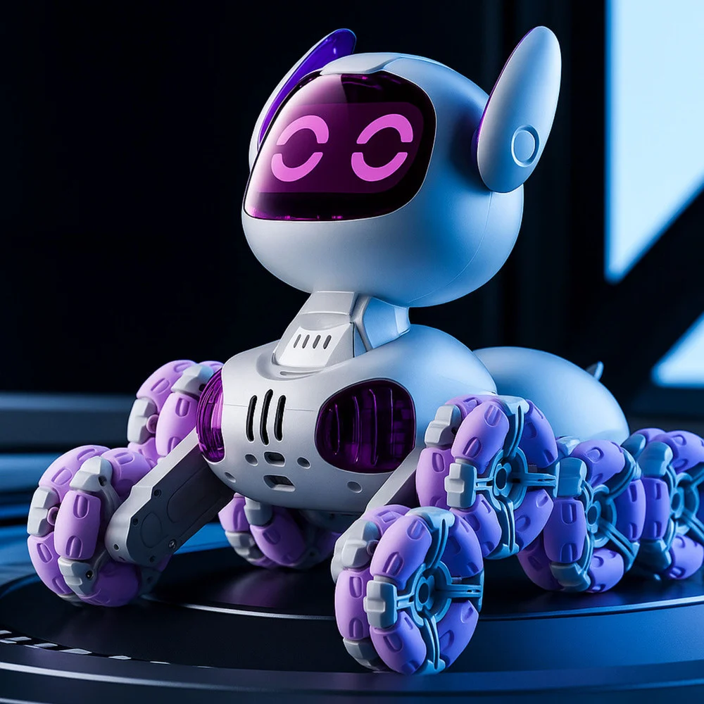TOOBY robotski pas na daljinsko upravljanje, RC 360° svjetla, zvukovi, bijela i ljubičasta_7