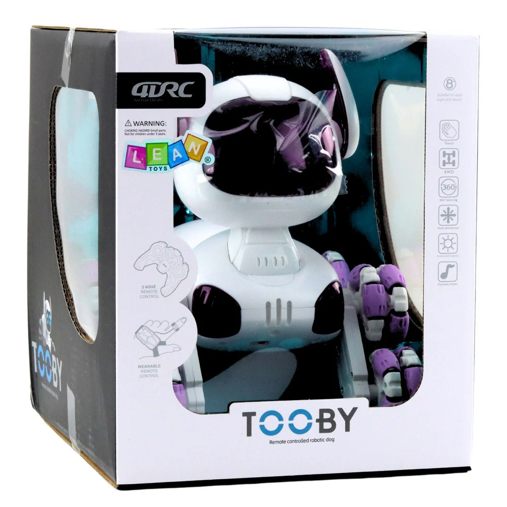 TOOBY robotski pas na daljinsko upravljanje, RC 360° svjetla, zvukovi, bijela i ljubičasta_9