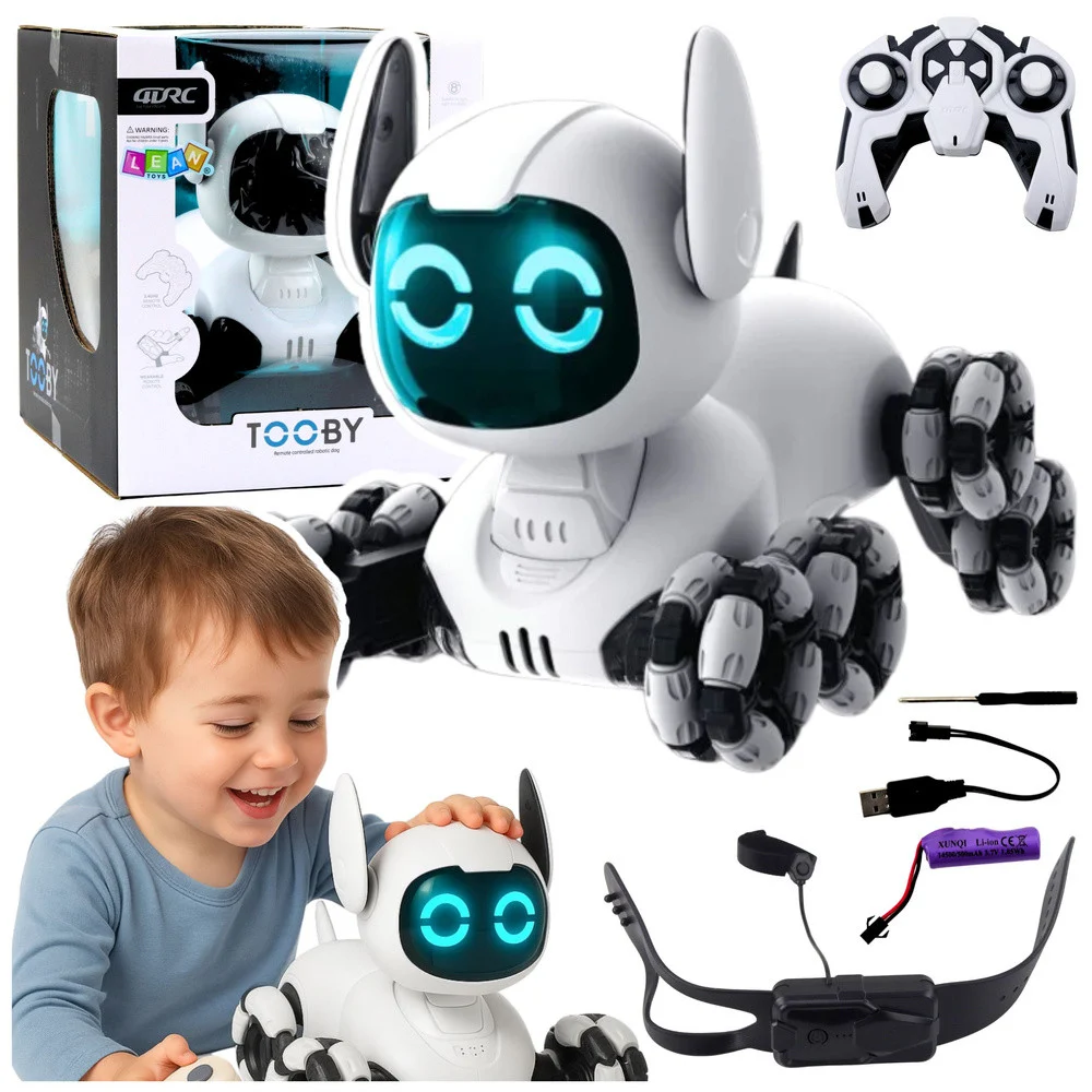 TOOBY robotski pas na daljinsko upravljanje, RC 360° svjetla, zvukovi, crno-bijelo_2