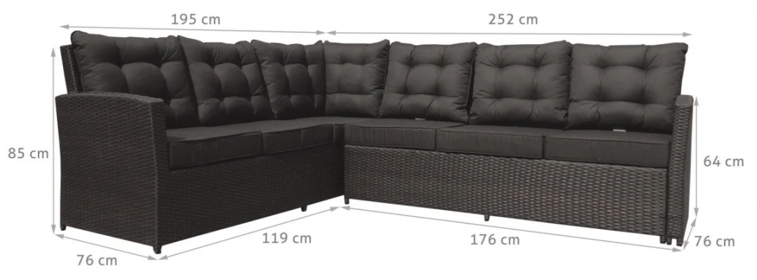 Tehoratan vrtni set 4u1 smeđi s kutnom sofom_4