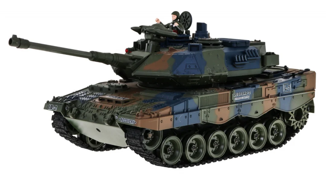 Tenk Leopard 2A6 na daljinsko upravljanje za djecu 3+ godine, zeleni, funkcija dima 1:18 +_2