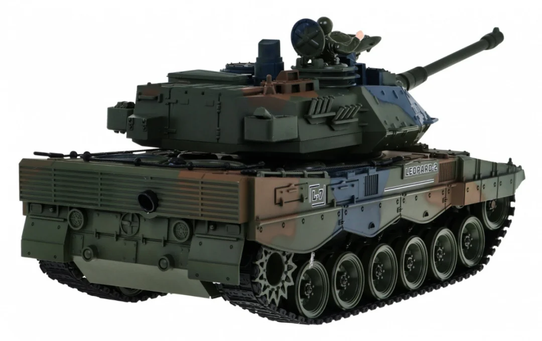 Tenk Leopard 2A6 na daljinsko upravljanje za djecu 3+ godine, zeleni, funkcija dima 1:18 +_4
