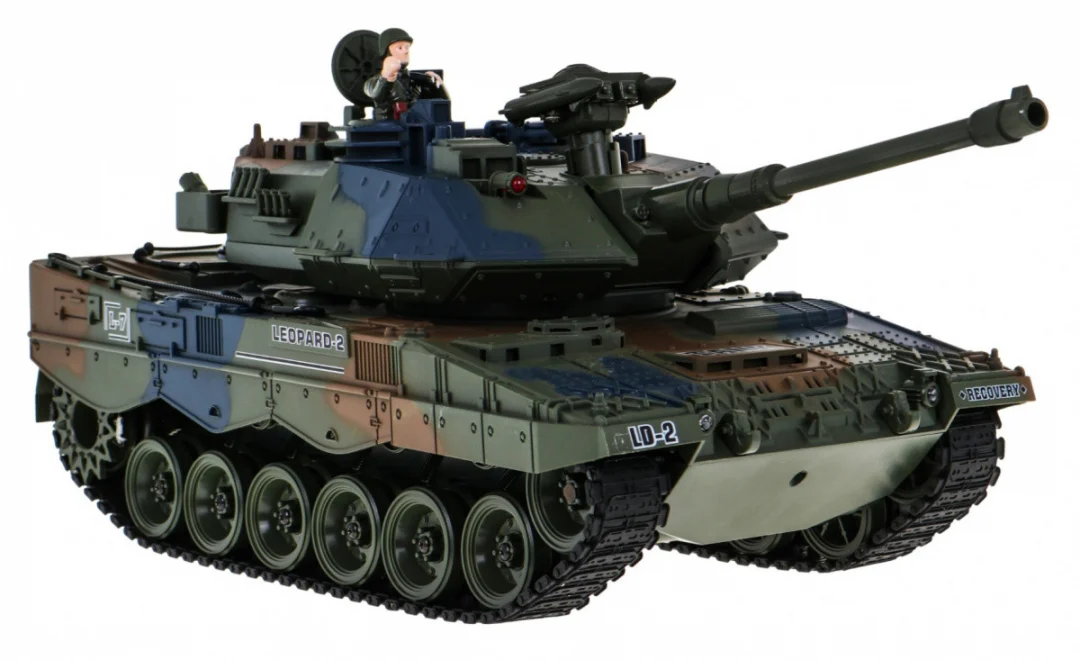 Tenk Leopard 2A6 na daljinsko upravljanje za djecu 3+ godine, zeleni, funkcija dima 1:18 +_5