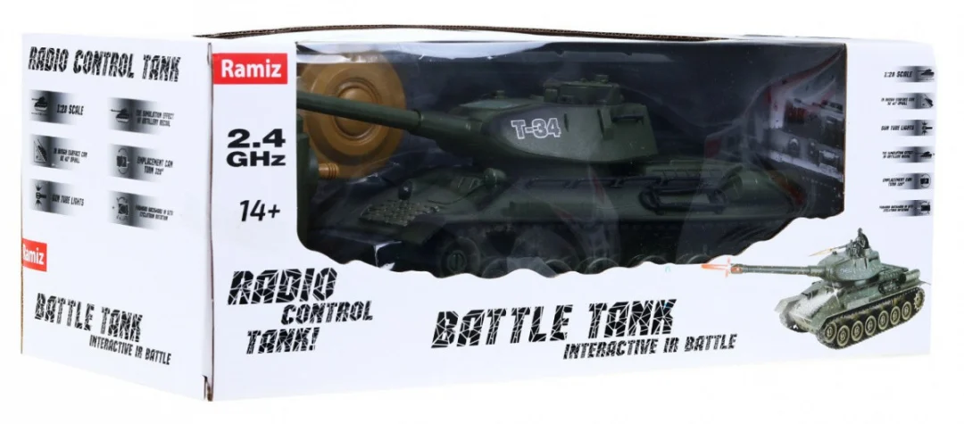 Tenk T-34 na daljinsko upravljanje za djecu 3+ Zeleni model Pucanje 1:28 + Odlična tenkovska bitka_3
