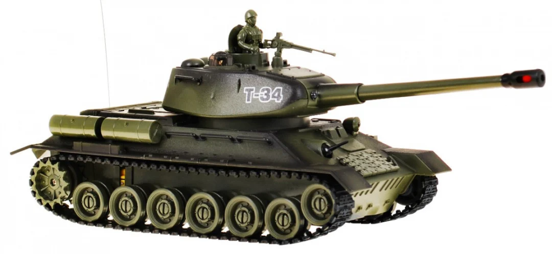 Tenk T-34 na daljinsko upravljanje za djecu 3+ Zeleni model Pucanje 1:28 + Odlična tenkovska bitka_6
