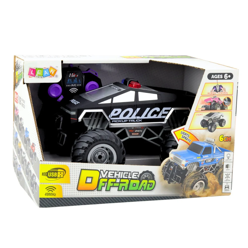 Terenski RC policijski automobil na daljinsko upravljanje, crni 1:16_5