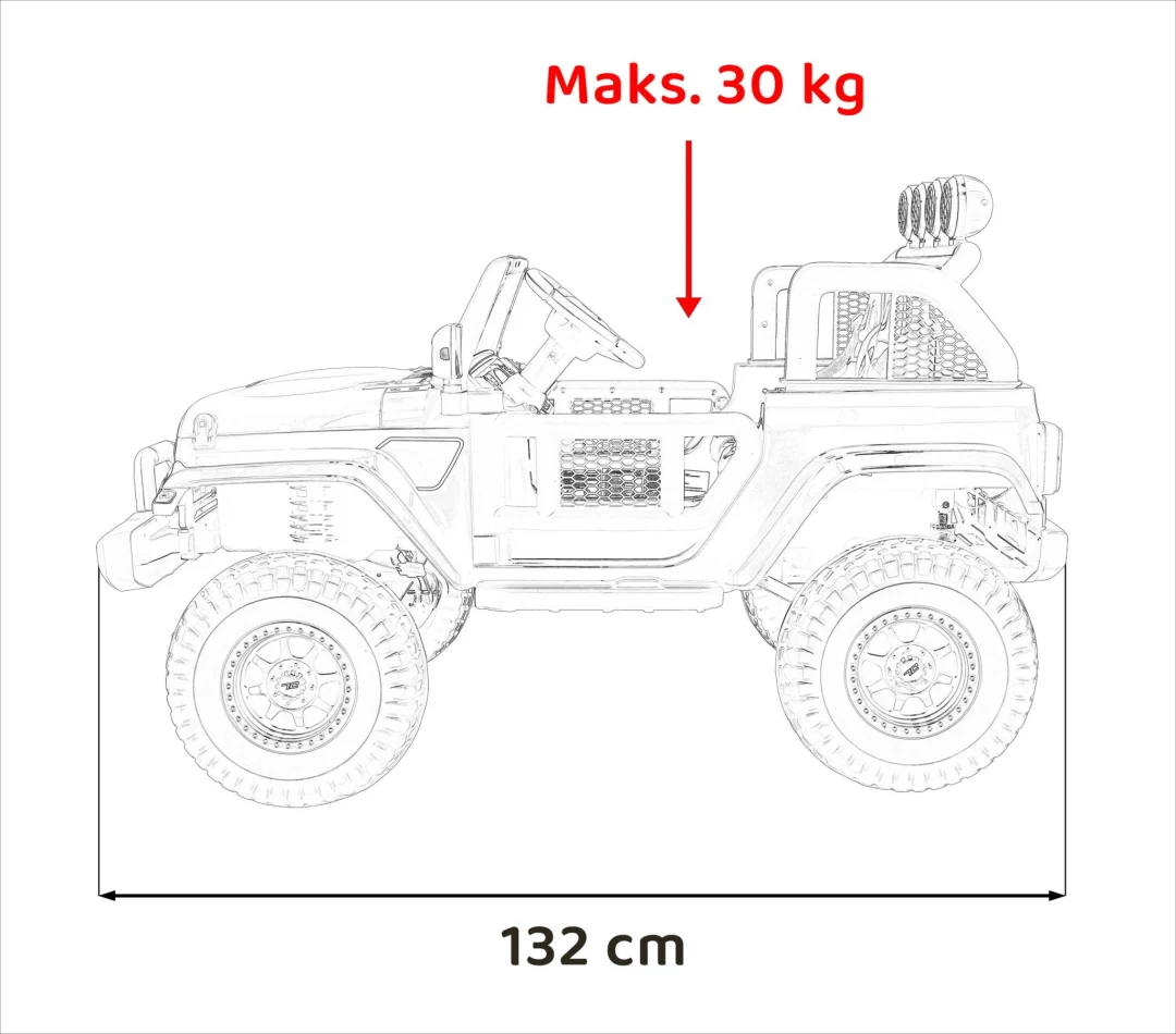 Terenski automobil OFF-ROAD 3.0 za djecu Crni + Daljinski upravljač + Sporo pokretanje, crna_3