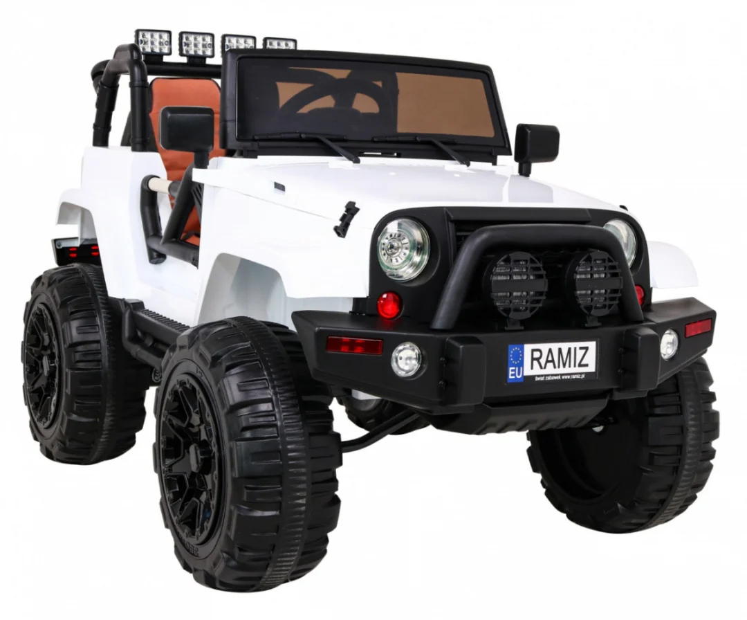 Terenski automobil na baterije za djecu Bijeli terenski Jeep + daljinski upravljač + svjetla i zvukovi, bijela_11