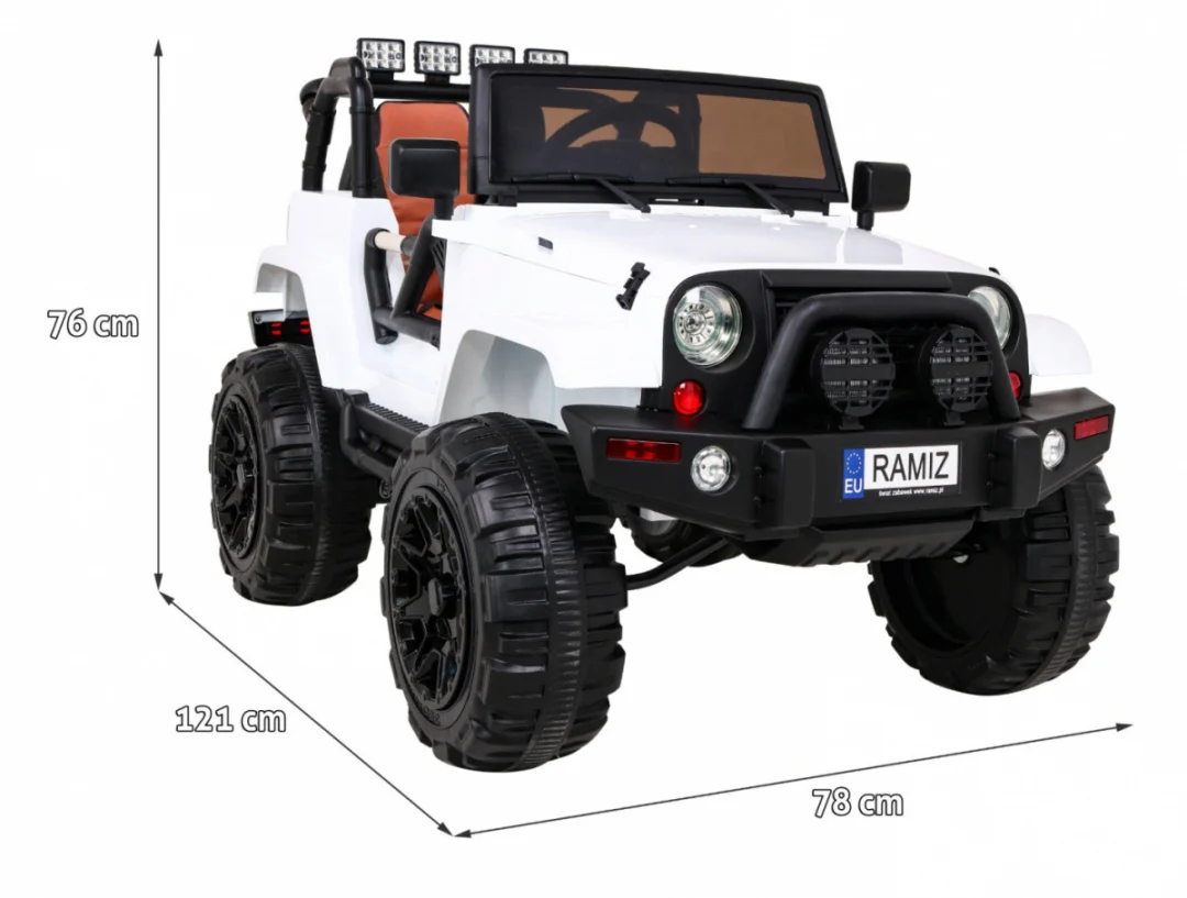 Terenski automobil na baterije za djecu Bijeli terenski Jeep + daljinski upravljač + svjetla i zvukovi, bijela_2