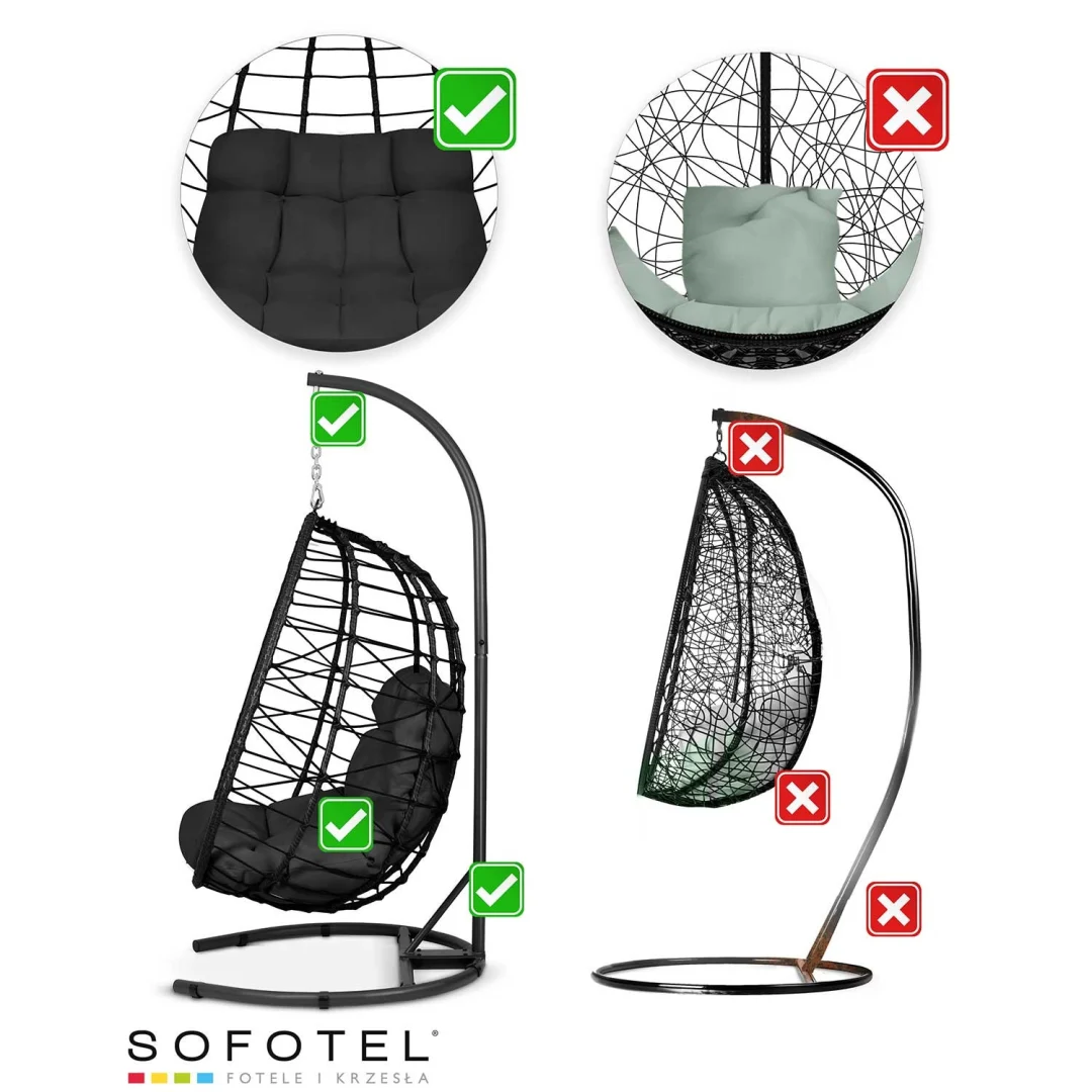Tihuana crna viseća vrtna stolica + crni Sofotel jastuci (290303)_13