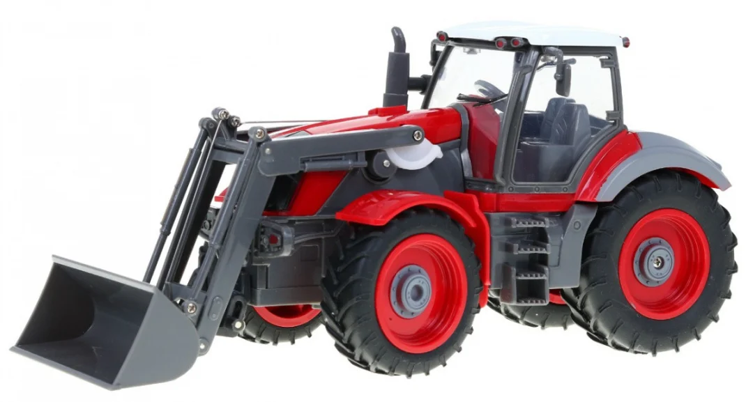 Traktor s bagerom i prikolicom za djecu 3+ Daljinski upravljano + Pokretni dijelovi Crvena i zelena_6