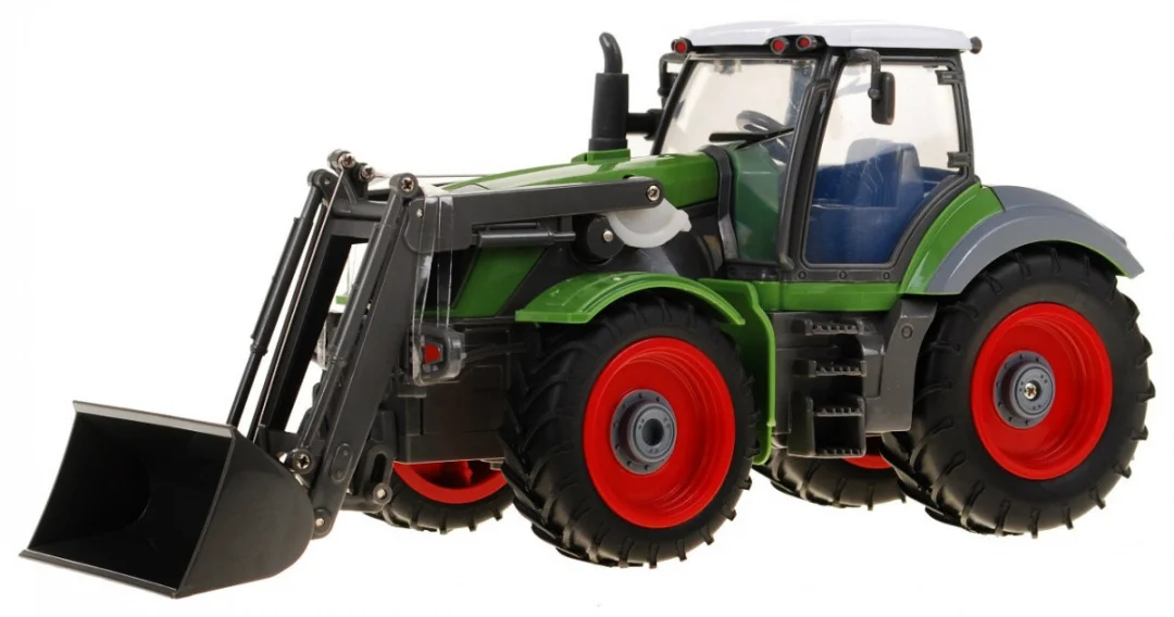 Traktor s bagerom i prikolicom za djecu 3+ Daljinski upravljano + pokretni dijelovi Zelena i crvena_3
