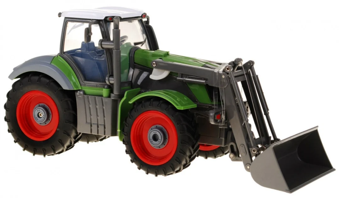 Traktor s bagerom i prikolicom za djecu 3+ Daljinski upravljano + pokretni dijelovi Zelena i crvena_4