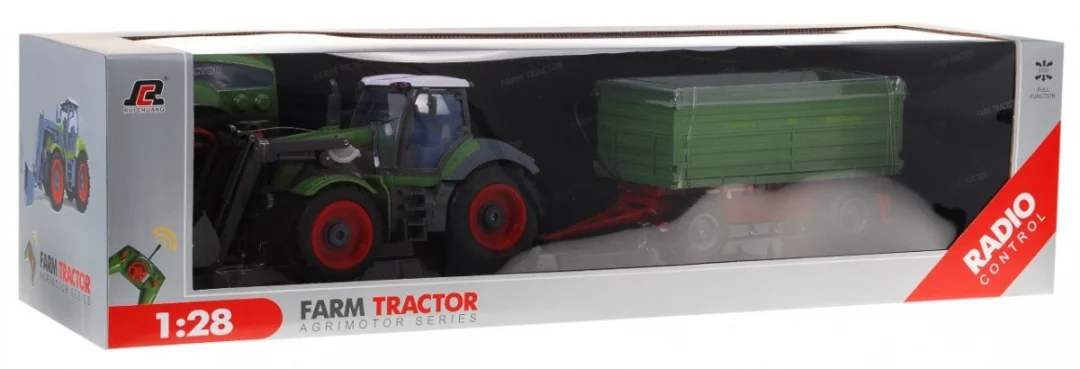 Traktor s bagerom i prikolicom za djecu 3+ Daljinsko upravljanje + pokretni dijelovi Zeleni_3
