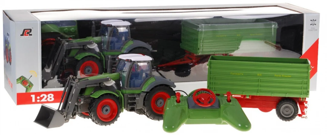 Traktor s bagerom i prikolicom za djecu 3+ Daljinsko upravljanje + pokretni dijelovi Zeleni_4