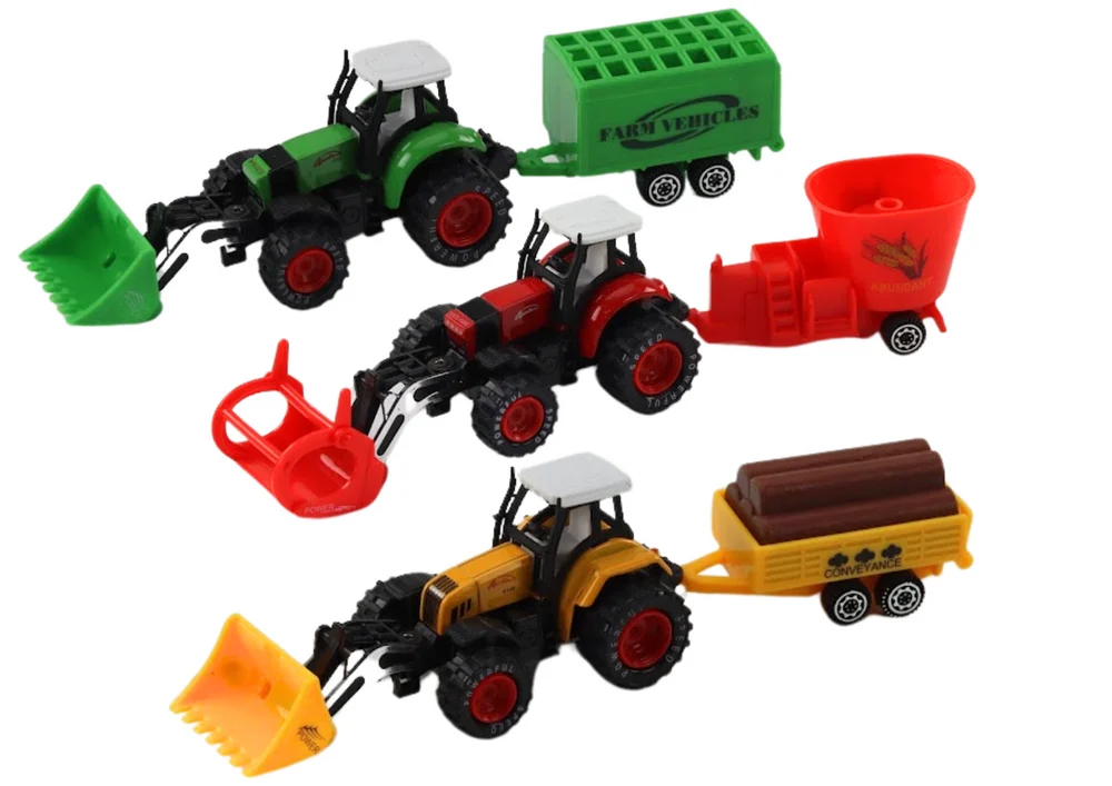 Traktor s prikolicom, bagerom, buldožerom, poljoprivrednim strojem u 3 boje_2