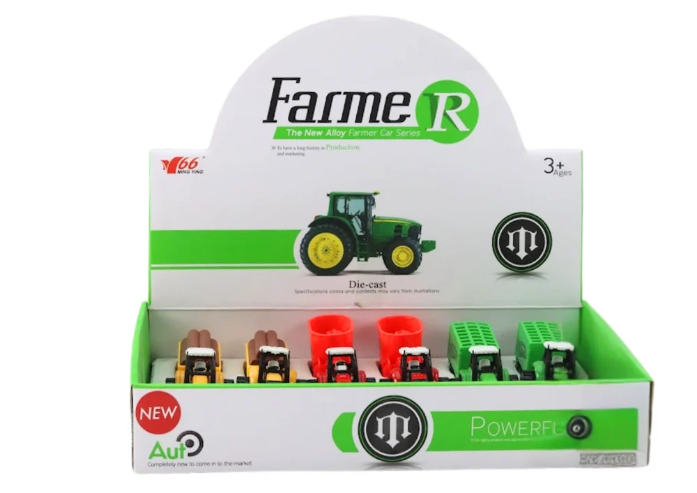 Traktor s prikolicom, bagerom, buldožerom, poljoprivrednim strojem u 3 boje_3