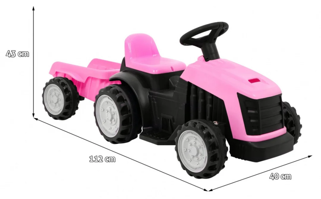 Traktor s prikolicom ružičasti 6V auto na akumulator_2