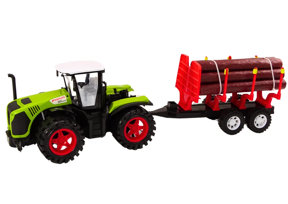 Traktor s prikolicom za drva i 9 bali, zeleni_3