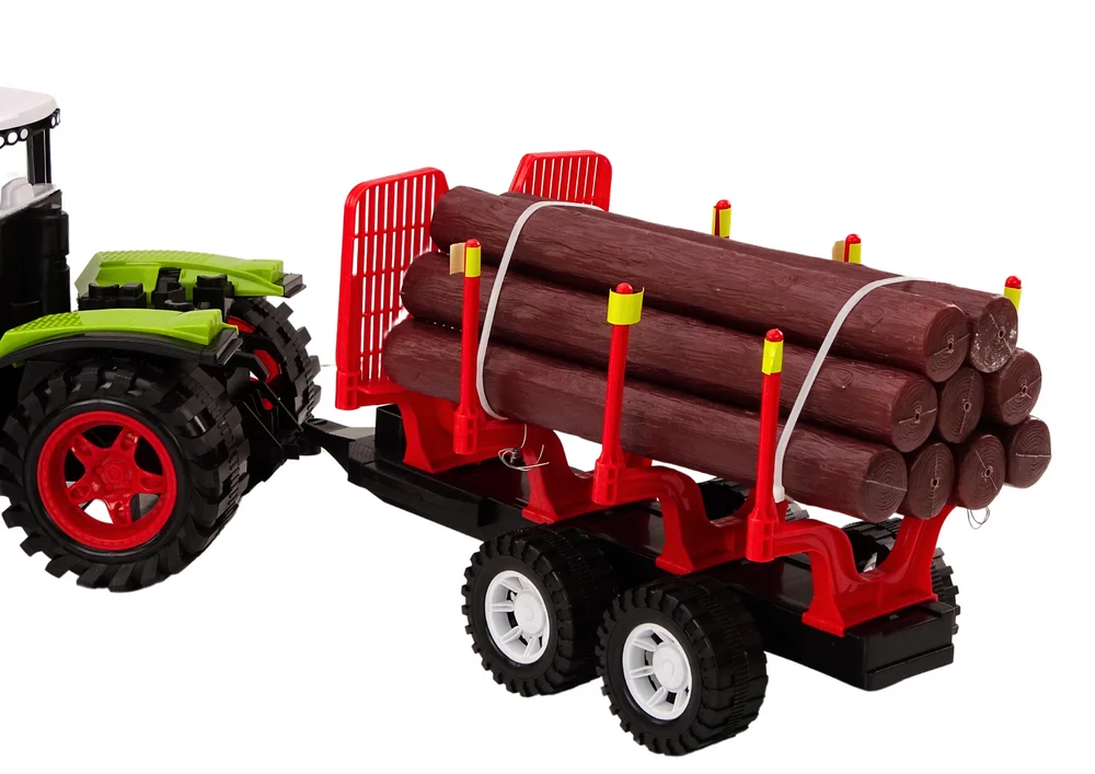 Traktor s prikolicom za drva i 9 bali, zeleni_4