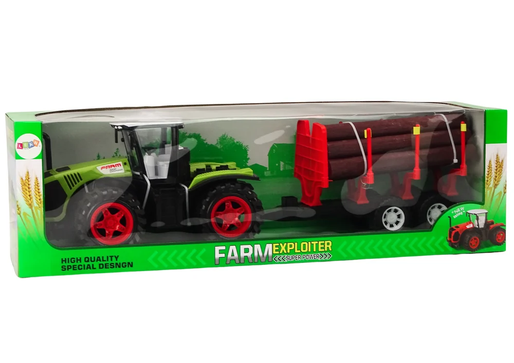 Traktor s prikolicom za drva i 9 bali, zeleni_5