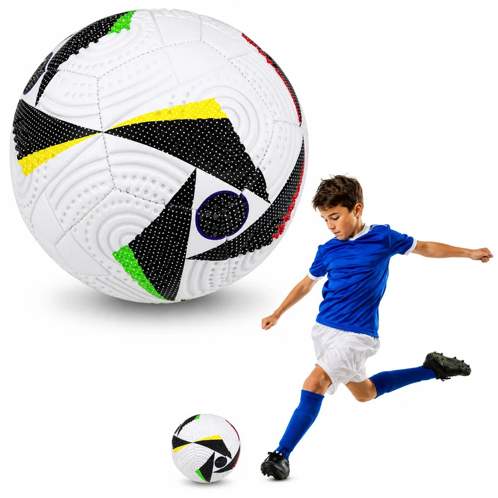 Trening nogometna lopta bijela s uzorcima, 22 cm, veličina 5_1