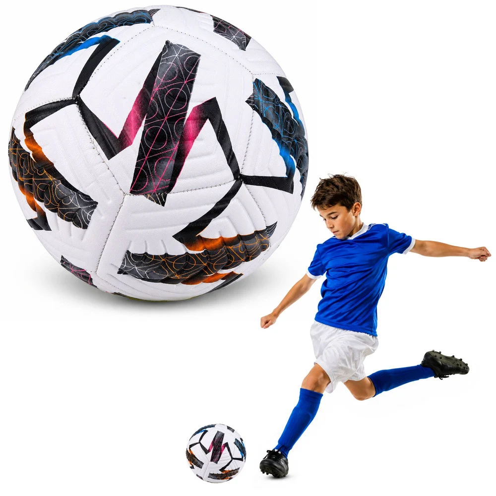 Trening nogometna lopta bijela šarena, 22 cm, veličina 5_1