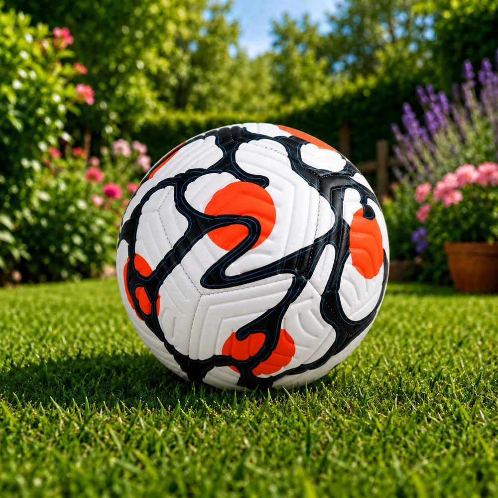 Trening nogometna lopta bijelo-narančasta, 22 cm, veličina 5_4