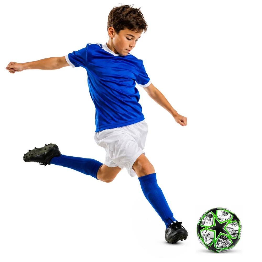 Trening nogometna lopta crno-zelena Green Stars, 22 cm, veličina 5_2