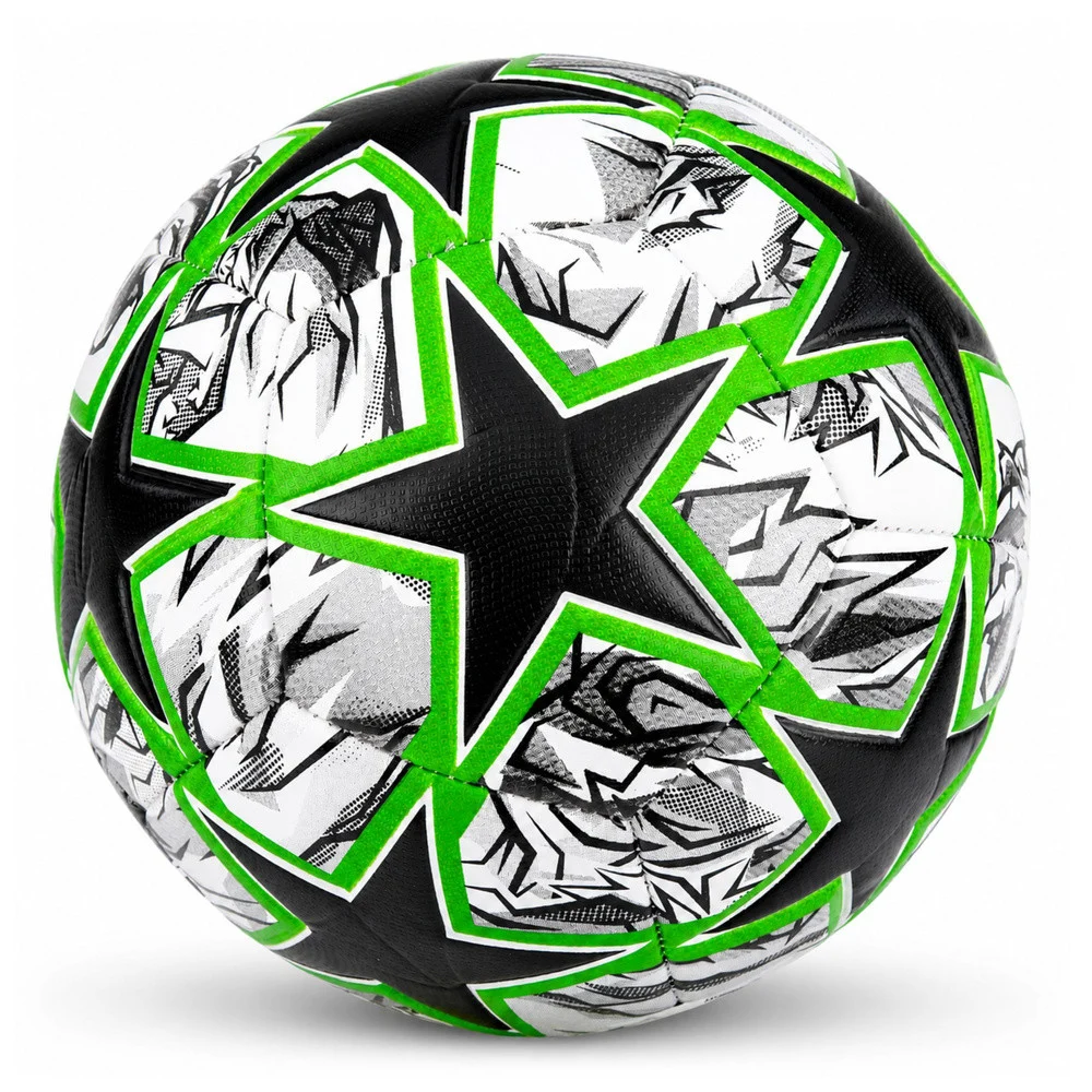 Trening nogometna lopta crno-zelena Green Stars, 22 cm, veličina 5_5