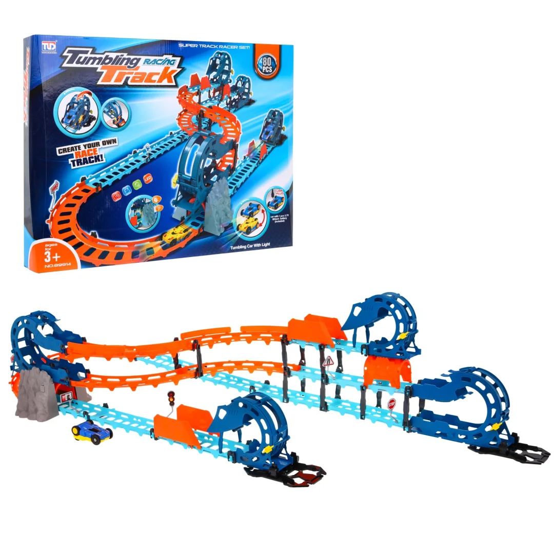 Trkaća staza s tunelom + dvostrani auto 80 dijelova_1