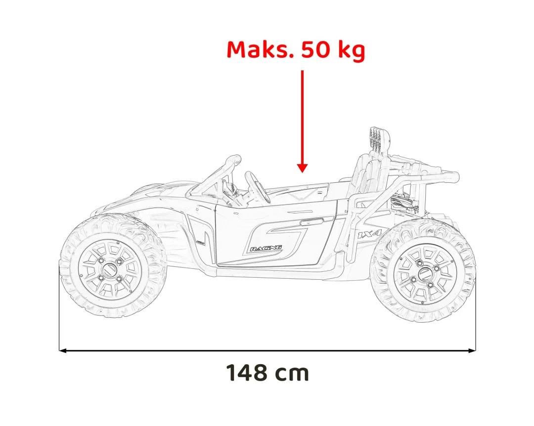 Trkaći buggy na akumulator 2x200W, crveni_3