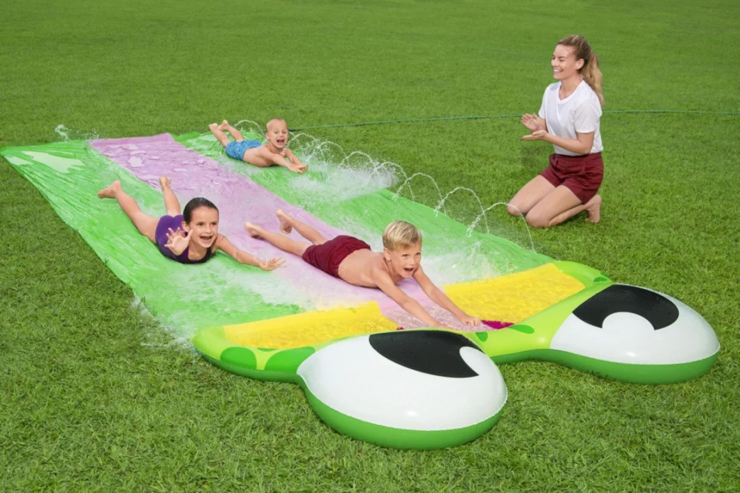 Trostruki vodeni tobogan Žaba za djecu 3+ Staza 488 cm BESTWAY + zakrpa za popravak_4