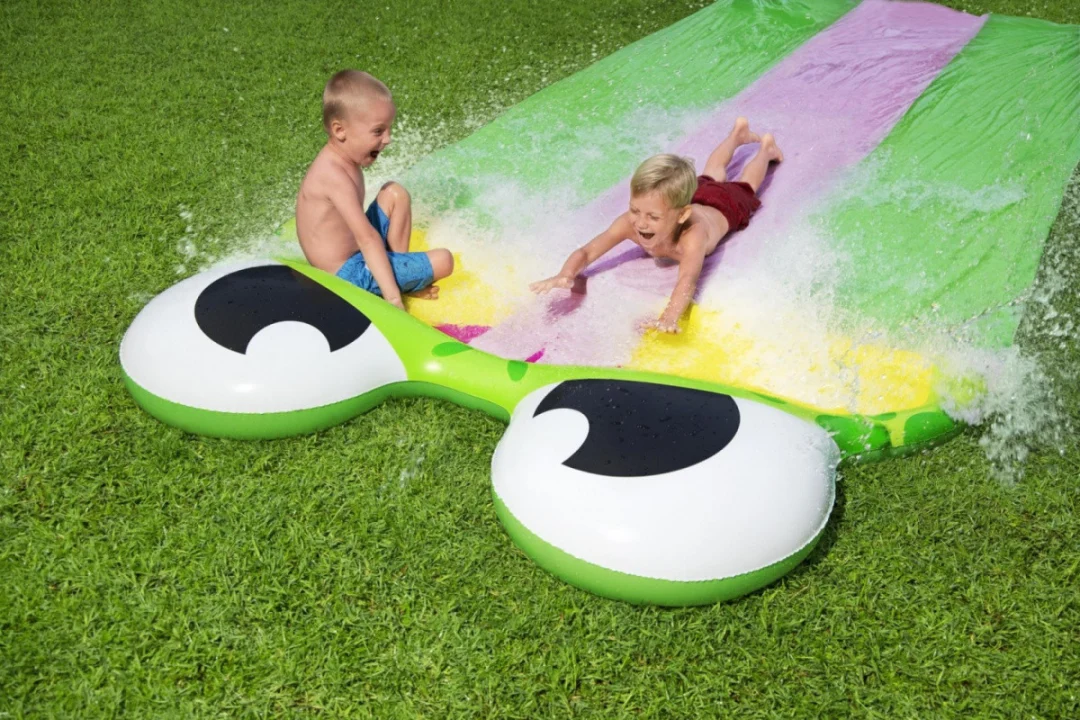 Trostruki vodeni tobogan Žaba za djecu 3+ Staza 488 cm BESTWAY + zakrpa za popravak_5