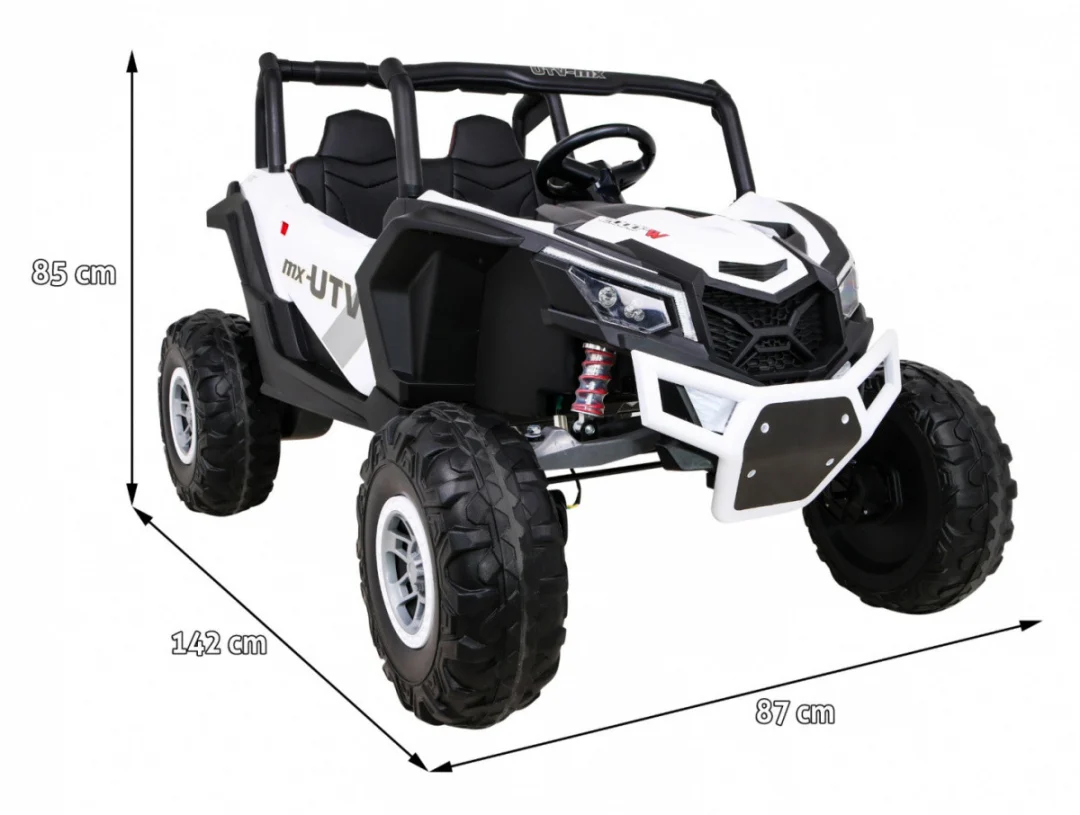 UTV-MX Dječji akumulatorski buggy bijeli + 4x4 pogon + daljinski upravljač + audio LED + kutija za pohranu + EVA + spori start, bijela_2