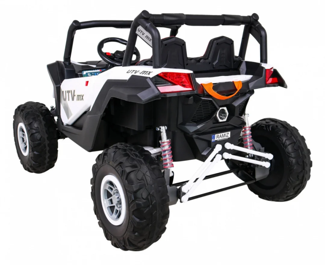 UTV-MX Dječji akumulatorski buggy bijeli + 4x4 pogon + daljinski upravljač + audio LED + kutija za pohranu + EVA + spori start, bijela_5
