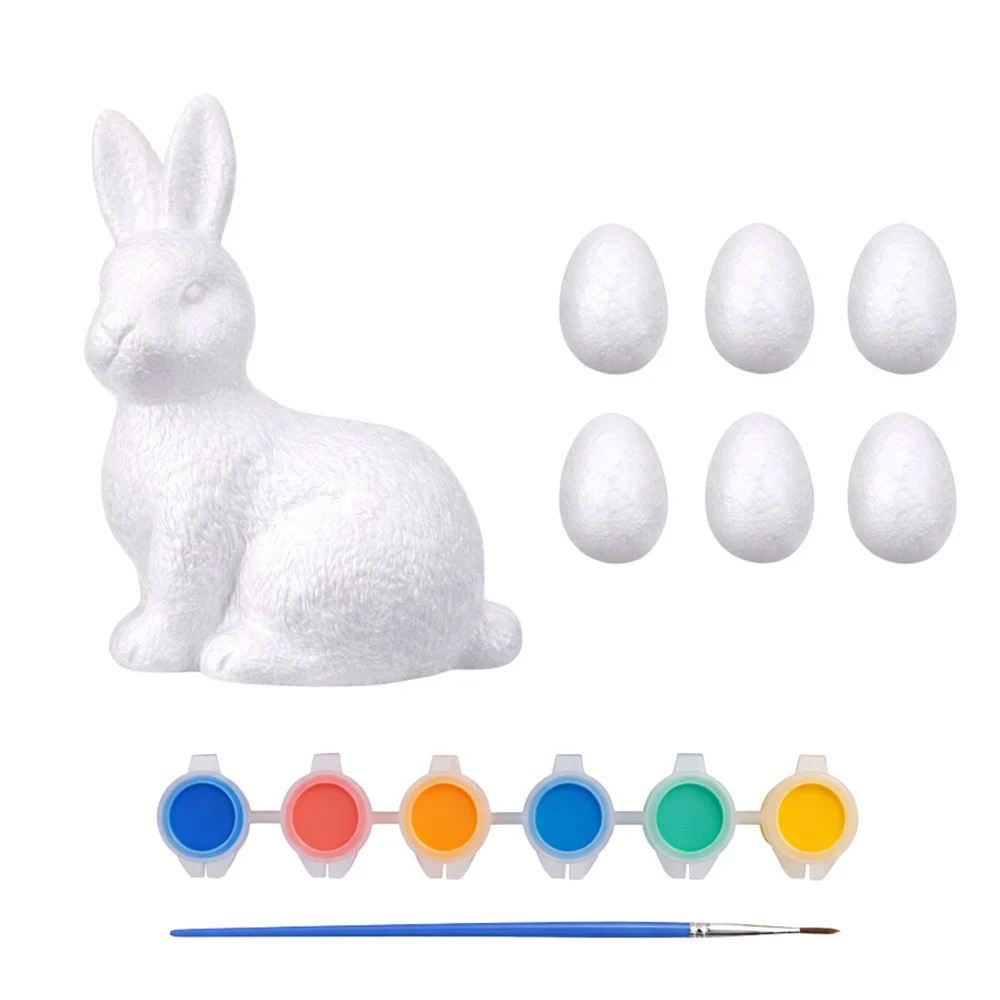 Uskrsni set 6 stiropornih jaja i figurica zeca s 6 boja_4