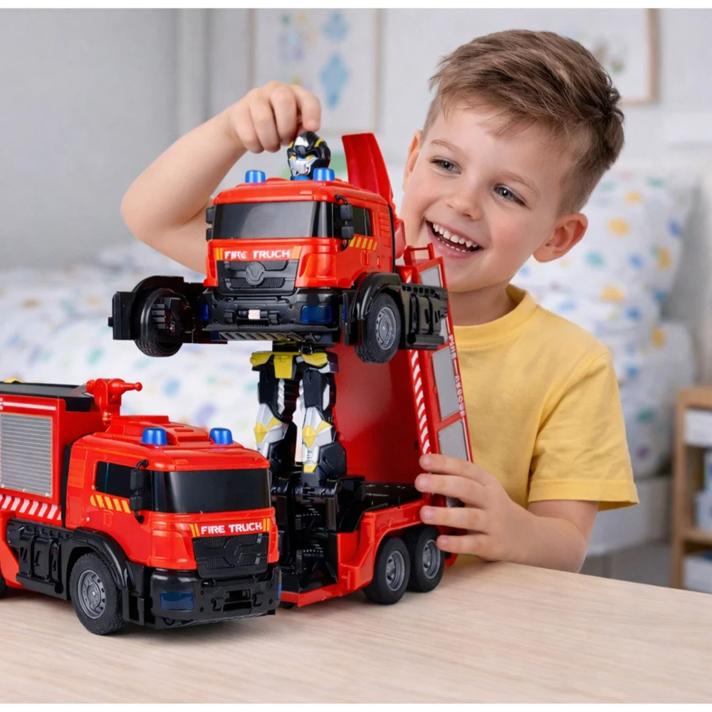 Vatrogasni robotski automobil 2 u 1 na daljinsko upravljanje, RC svjetla, zvukovi, voda_5
