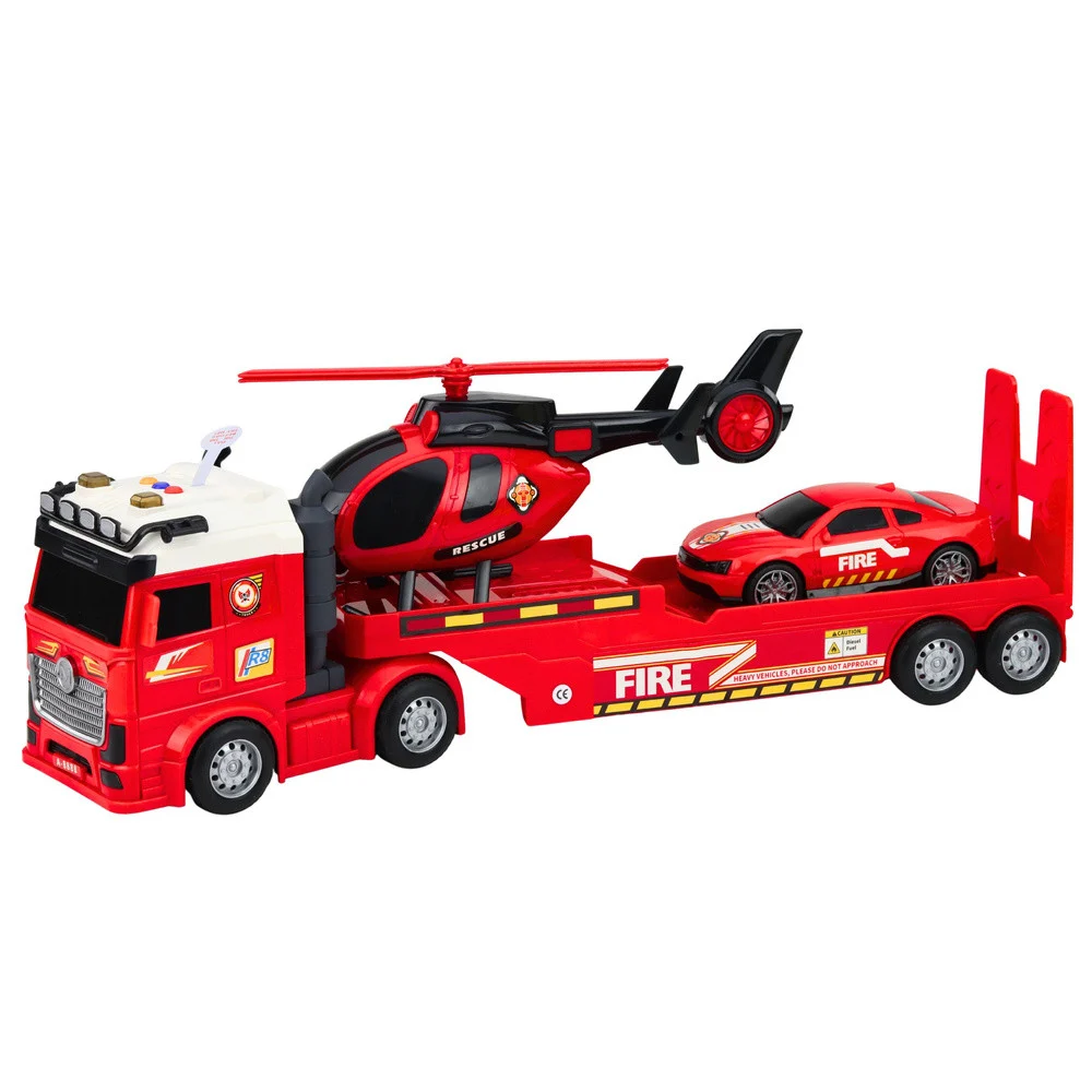 Vatrogasni set, vučni kamion, auto i helikopter, svjetla i zvuk_2